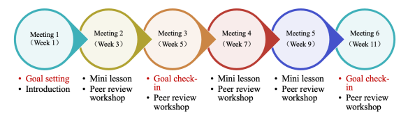 A flowchart of the writing group curriculum.